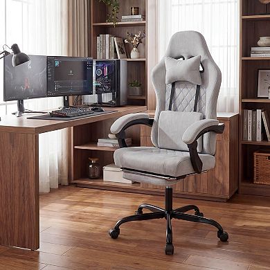 Costway Height Adjustable Computer Chair with Headrest, Lumbar Support, Linkage Armrests