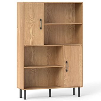 Costway 47” Storage Cabinet with 2 Doors & 4 Open Shelves, 5 Metal Support Legs for Kitchen