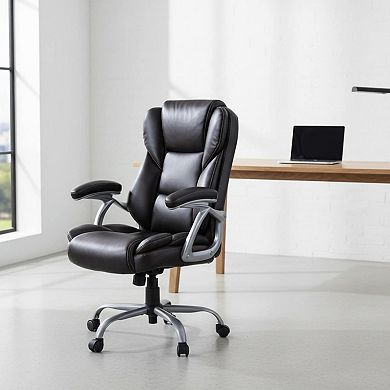 Costway Executive Office Chair with Padded Seat & Armrests, Adjustable Height & Backrest
