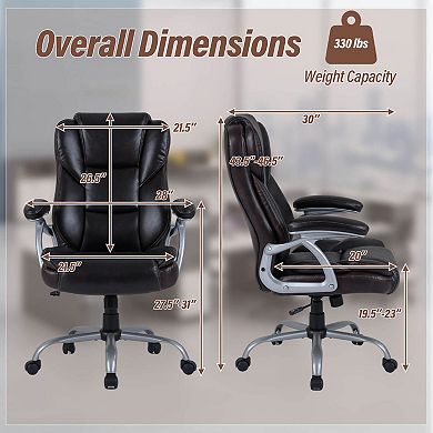 Costway Executive Office Chair with Padded Seat & Armrests, Adjustable Height & Backrest