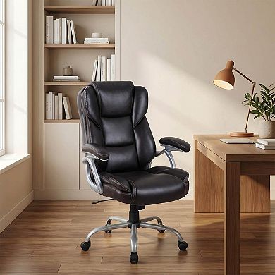 Costway Executive Office Chair with Padded Seat & Armrests, Adjustable Height & Backrest