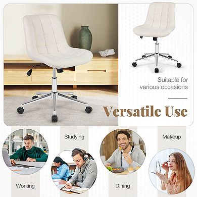 Costway Mid Back Armless Office Chair Adjustable Swivel Fabric Task Desk Chair