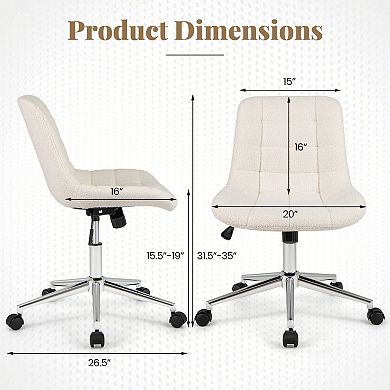 Costway Mid Back Armless Office Chair Adjustable Swivel Fabric Task Desk Chair