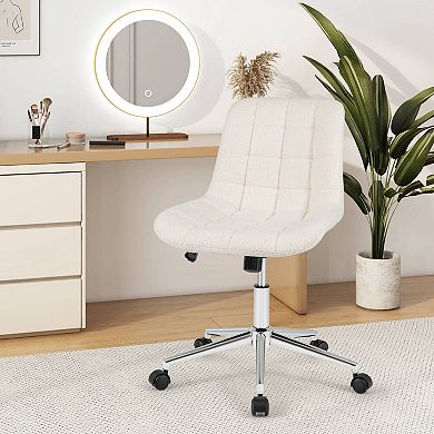 Costway Mid Back Armless Office Chair Adjustable Swivel Fabric Task Desk Chair