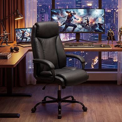 Costway Executive Office Chair Ergonomic Computer Chair with Headrest & Rocking Backrest