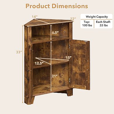 Costway 2-Door Sideboard Organizer Cabinet with Open Storage & Adjustable Shelf for Living Room