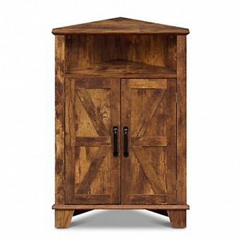 Costway 2-Door Sideboard Organizer Cabinet with Open Storage & Adjustable Shelf for Living Room
