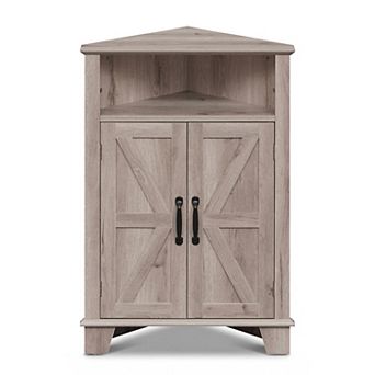 Costway 2-Door Sideboard Organizer Cabinet with Open Storage & Adjustable Shelf for Living Room