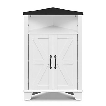 Costway 2-Door Sideboard Organizer Cabinet with Open Storage & Adjustable Shelf for Living Room