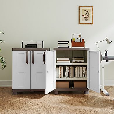 Costway Storage Cabinet, Freestanding Buffet Cabinet Sideboard with 2 Doors and Shelves