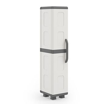 Costway Slim Storage Cabinet with Single Door, Plastic Kitchen Pantry with 4 Shelves