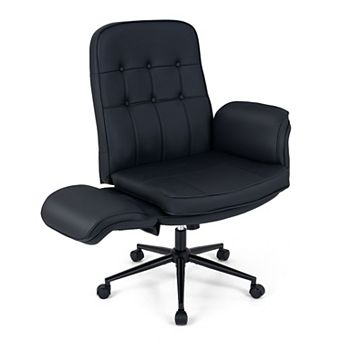 Costway Criss Cross Chair Adjustable Swivel Vanity Chair with 5-Position Armrests