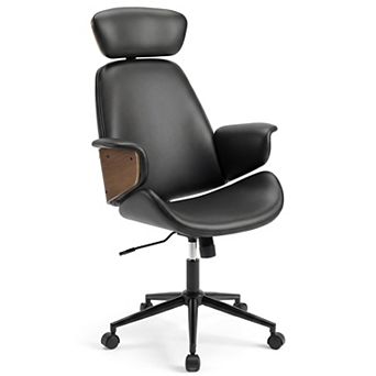 Costway Ergonomic Office Chair with Headrest, Adjustable Height, Faux Leather & Metal Base