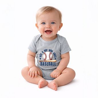 Just A Boy Who Loves Baseball - Infant Short Sleeve Graphic Bodysuit