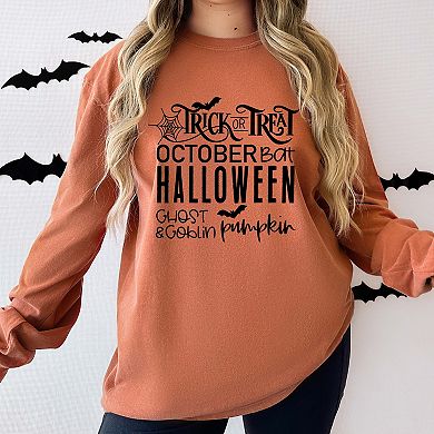 Simply Sage Market Halloween Sayings Garment Dyed Long Sleeve