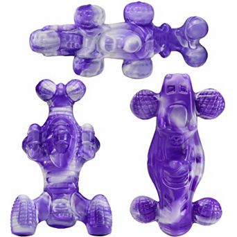 FrienHund Beef Flavor Tough Nylon Dog Chew Toy, Purple & White, 3 Count