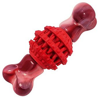 FrienHund Super Chewer Beef Flavor Nylon & Rubber Locking Chew Bone Toy, Pink & Red, 1 count