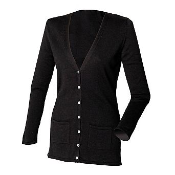 Henbury Ladies/Womens V-Neck Button Fine Knit Cardigan