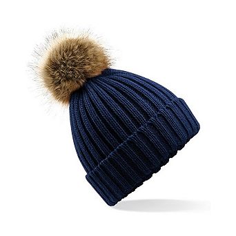 Beechfield Pom Pom Faux Fur Chunky Knit Beanie