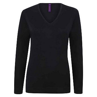 Henbury Womens/Ladies Cotton Acrylic V Neck Sweatshirt
