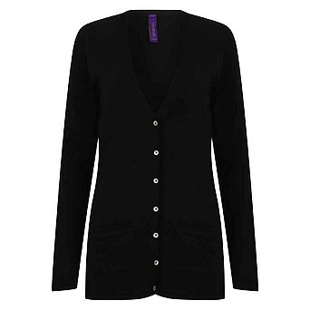 Henbury Womens/Ladies Cotton Acrylic V Neck Cardigan