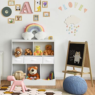 Costway Freestanding Combo Shelf Cubby Bin W/3 Baskets