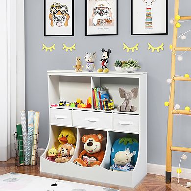 Costway Freestanding Combo Shelf Cubby Bin W/3 Baskets