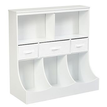 Costway Freestanding Combo Shelf Cubby Bin W/3 Baskets