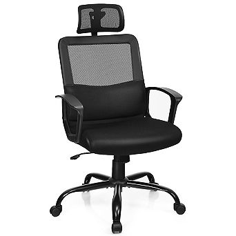 Costway Mesh Office Chair High Back Ergonomic Swivel Chair w/ Lumbar Support & Headrest