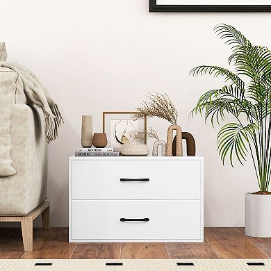 Costway 2-Drawer Dresser Stackable Horizontal Storage Organizer w/Handles
