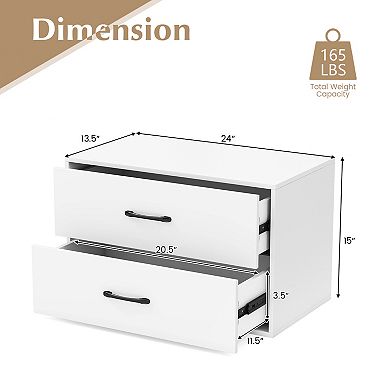 Costway 2-Drawer Dresser Stackable Horizontal Storage Organizer w/Handles