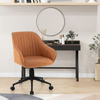 Costway PU Leathaire Home Office Arm Chair Adjustable Swivel Leisure Desk Chair