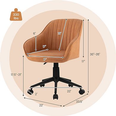 Costway PU Leathaire Home Office Arm Chair Adjustable Swivel Leisure Desk Chair