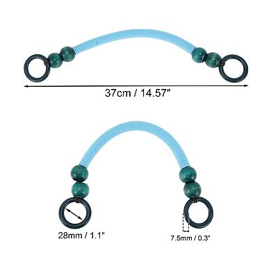Woven Wooden Beaded Bag Handles 2 Pcs