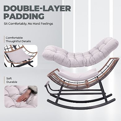 Outdoor Rocking Papasan Chair, Oversized Wicker Patio Rocker