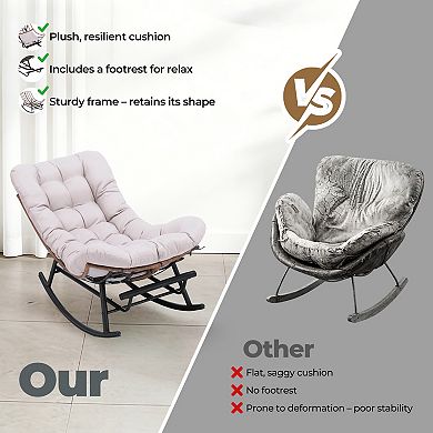Outdoor Rocking Papasan Chair, Oversized Wicker Patio Rocker