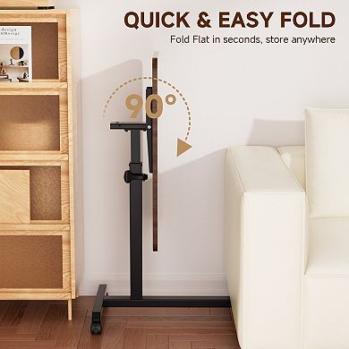 Foldable Mobile Rolling Laptop PC Table with Lockable Casters
