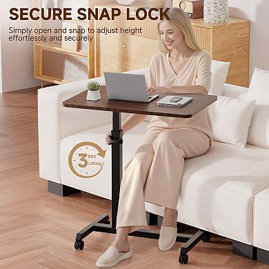 Foldable Mobile Rolling Laptop PC Table with Lockable Casters