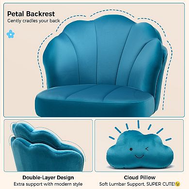 Velvet Petal Vanity Chair with Cloud Pillow