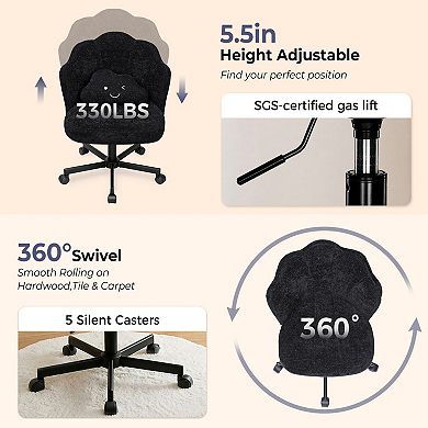 Chenille Petal Vanity Chair with Wheels and Pillow