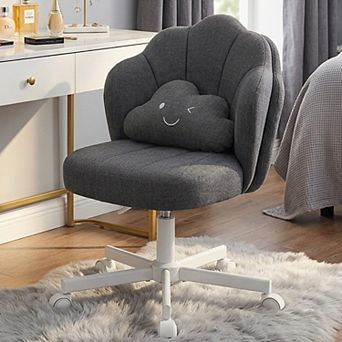Linen Petal Vanity Chair with Small Pillow