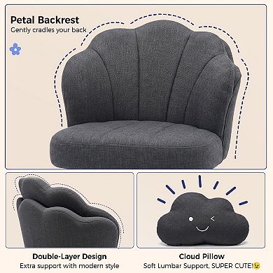 Linen Petal Vanity Chair with Small Pillow