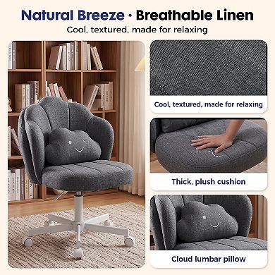 Linen Petal Vanity Chair with Small Pillow
