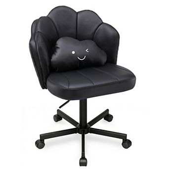 Leather Petal Vanity Chair with Small Pillow