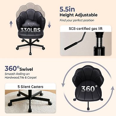 Leather Petal Vanity Chair with Small Pillow