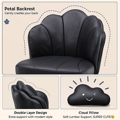 Leather Petal Vanity Chair with Small Pillow