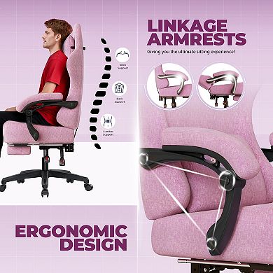 Gaming Chair Fabric with Pocket Spring Cushion, High Back