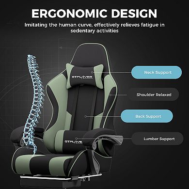 CloudRest Pro Gaming Chair with Massage, Footrest and Lumbar Support