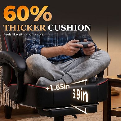 Big and Tall Gaming Chair with 4.4in Thick Cushion and Footrest