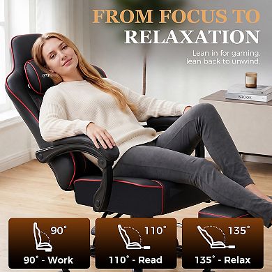 Big and Tall Gaming Chair with 4.4in Thick Cushion and Footrest